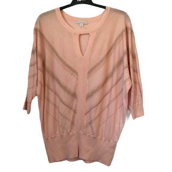 New York & Company Sweaters - NY&Co Light Pink Ribbed Waist Mid Sleeve Sweater